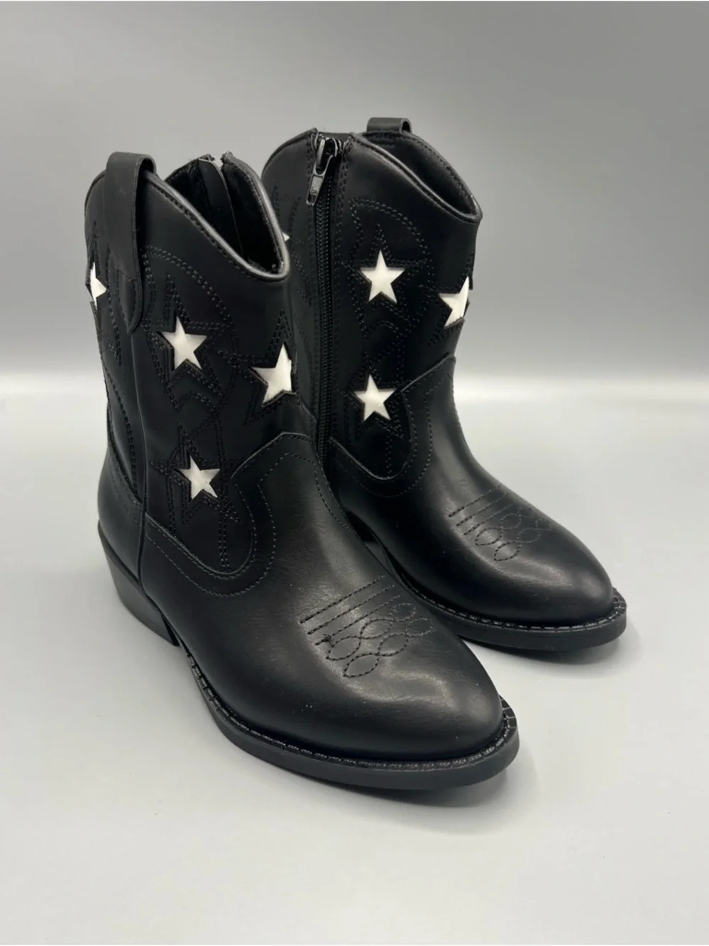Wonder Nation Girls Star Western Black Cowgirl Boots NWT